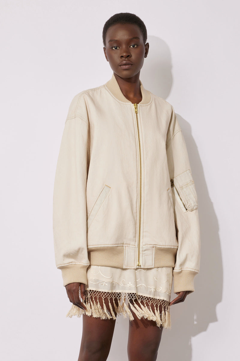 Y4SY03-BLEACHWHITE - BOMBER - SEMICOUTURE