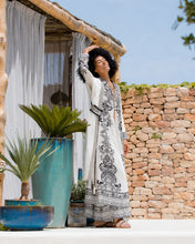 Carica l'immagine nel visualizzatore di Gallery, TLG2601-ECRU/BK - VESTITO - PAHIESA FORMENTERA
