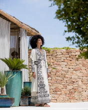 Carica l'immagine nel visualizzatore di Gallery, TLG2601-ECRU/BK - VESTITO - PAHIESA FORMENTERA
